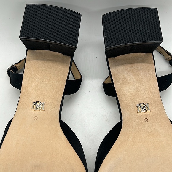 Badgley Mischka NIB “Emmie” Black Satin Crystal Buckle Slingback Sandals *Sz 9* - Picture 9 of 9